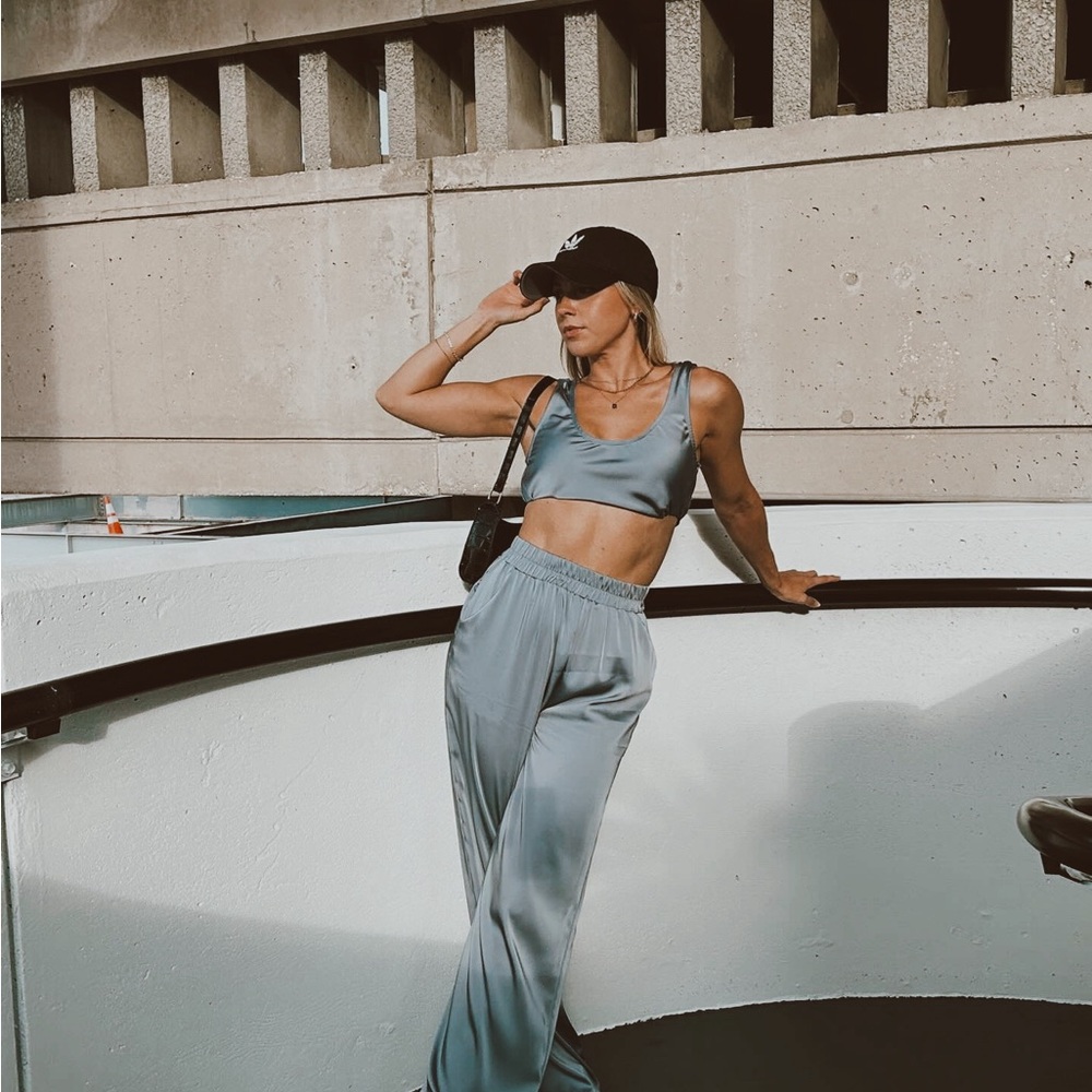 Women's Blue Satin two piece set